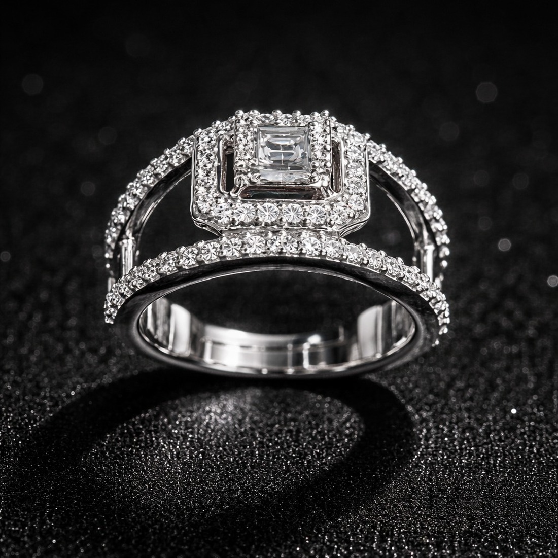 Close up of a hand-finished Venaya ring